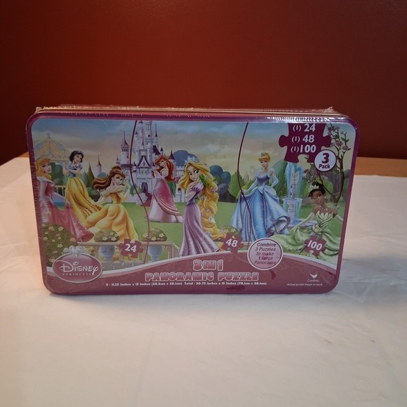 Cardinal Other - Disney Princess Panoramic Puzzle 3 in 1 in tin NEW
